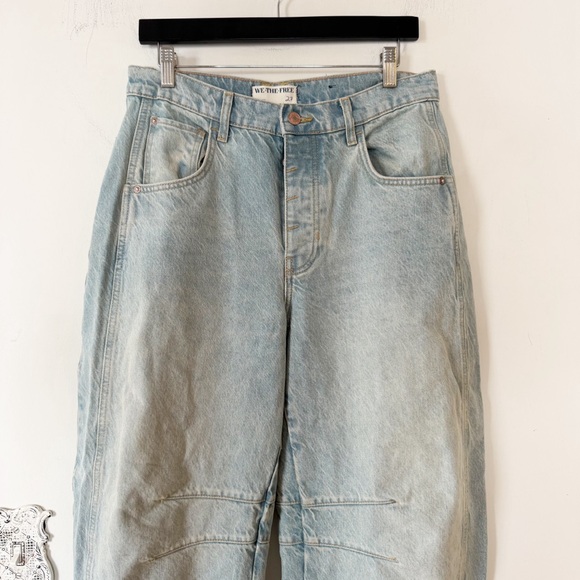 Free People We The Free Good Mid Rise Luck Barrel Jeans Kismet Light Blue 27 - Picture 7 of 11